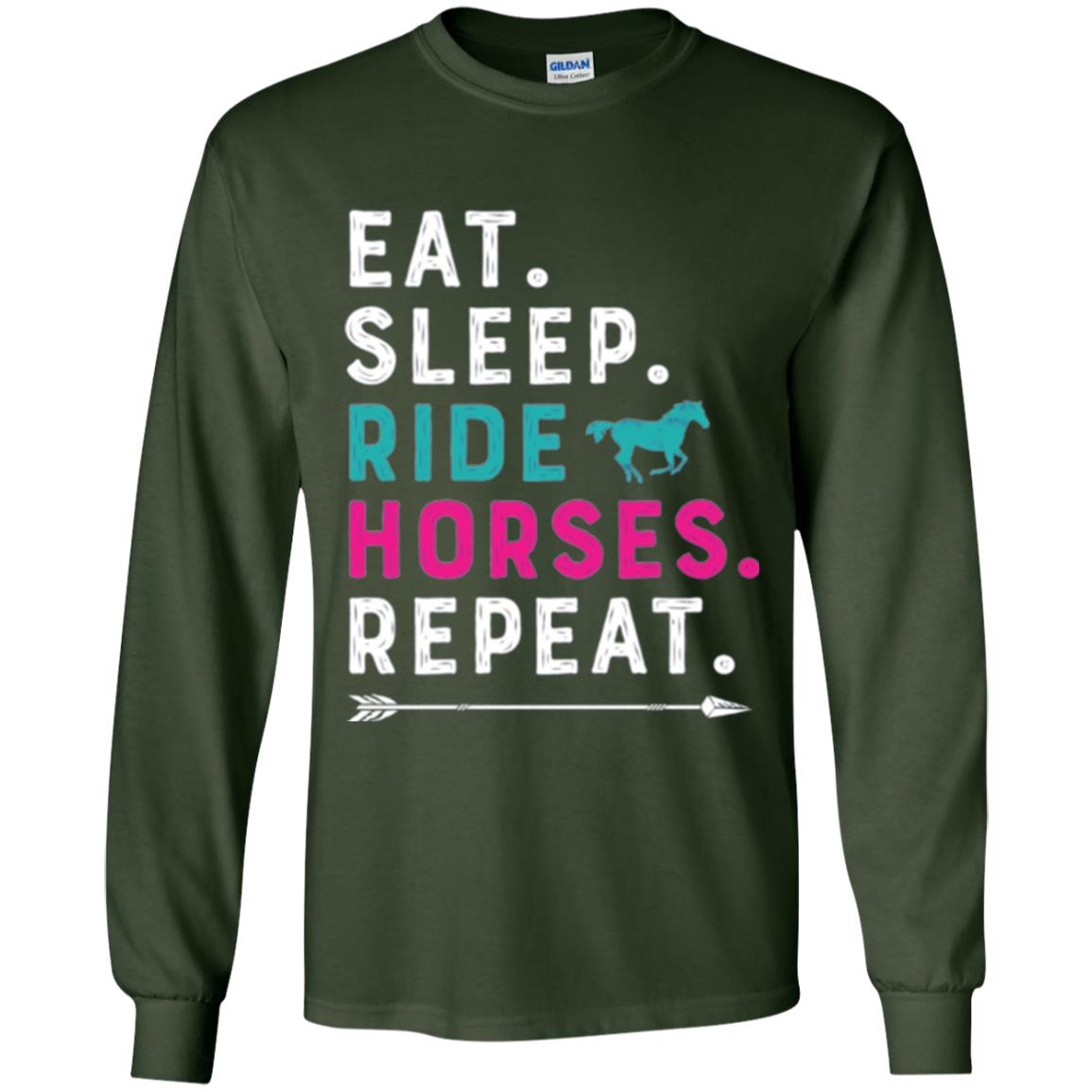 Horseback Lovers T-shirt Eat Sleep Ride Horses Repeat Forest Green