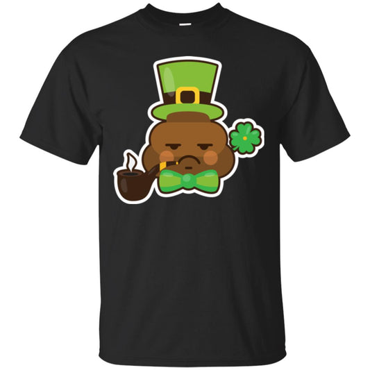Saint Partick_s Day T-shirt Leprechaun Poop Emoji With Patrick Hat Black