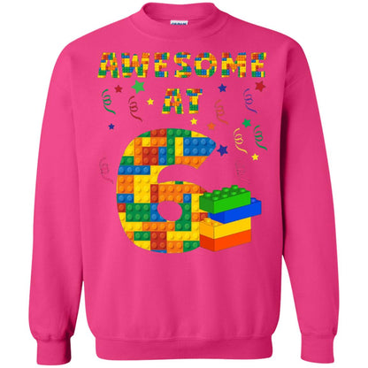 Awesome At 6 Age 6 Six Blocks Bricks Theme Shirt Heliconia