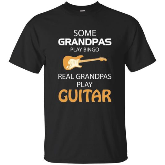 Papa T-shirt Some Grandpas Play Bingo Real Grandpas Play Guitar Black