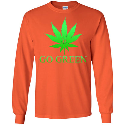 Go Green Weed T Shirt Marijuana Leaf Orange