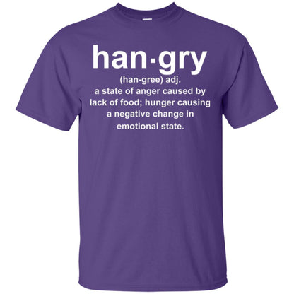 Hangry Is A State Of Anger Caused By Lack Of Food T-shirt Purple