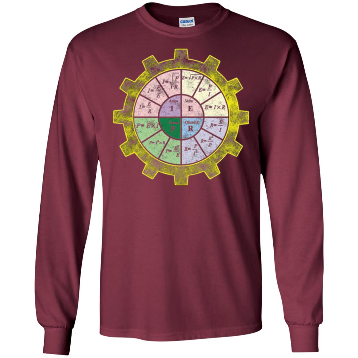 Ohms Law Shirt-ohms Law Diagram Electrical Engineer T-shirt Maroon