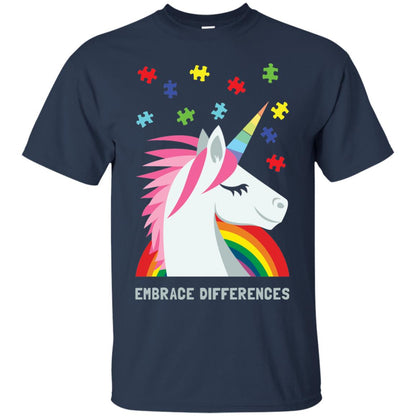 Autism Awareness Shirt Unicorn Puzzle Embrace Differences Navy