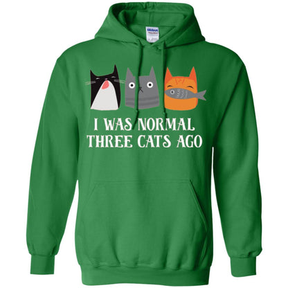 Cat Lovers T-shirt I Was Normal Three Cats Ago Funny Irish Green