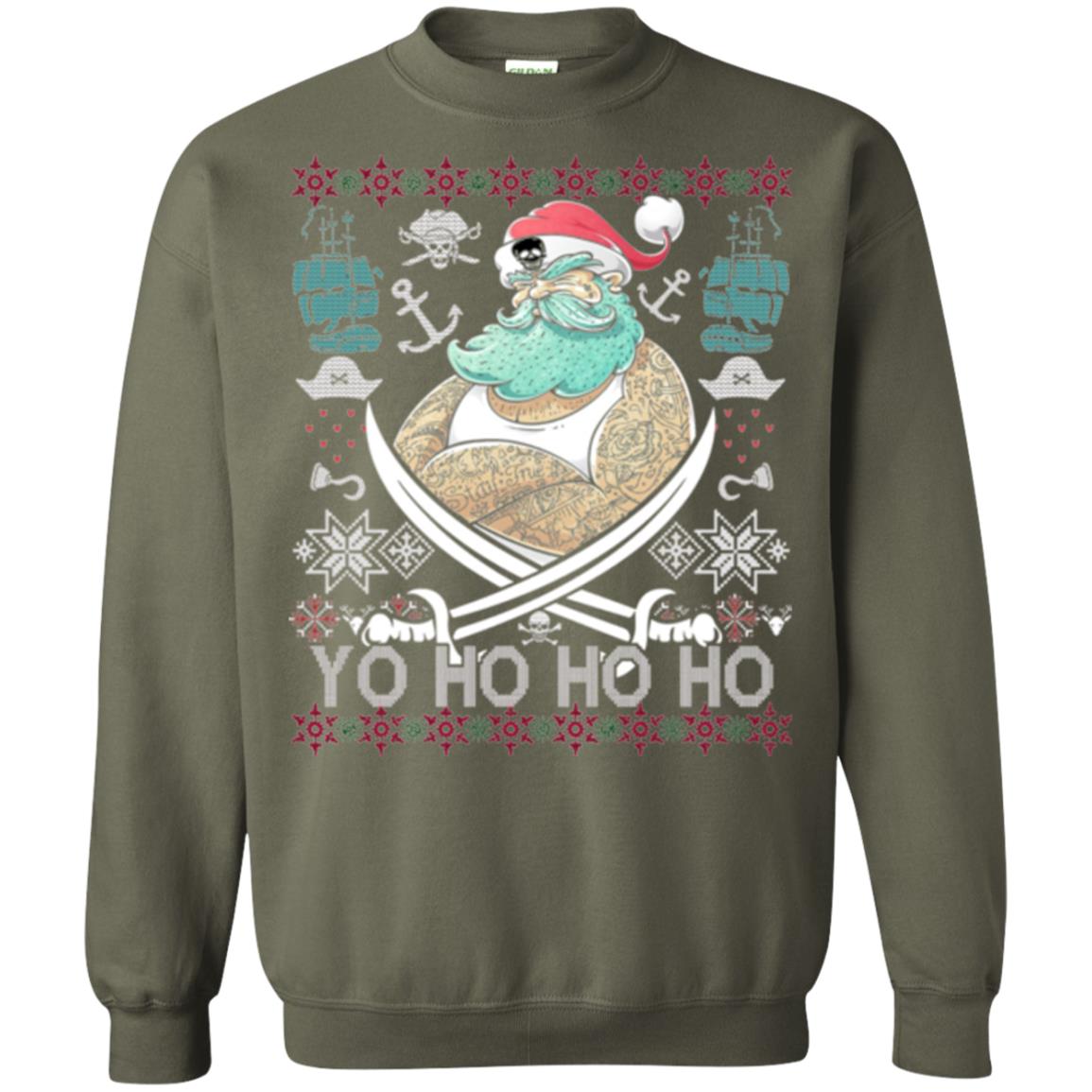 Christmas T-shirt Santa Pirate Military Green