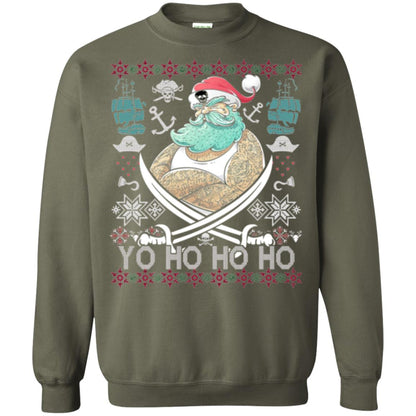 Christmas T-shirt Santa Pirate Military Green