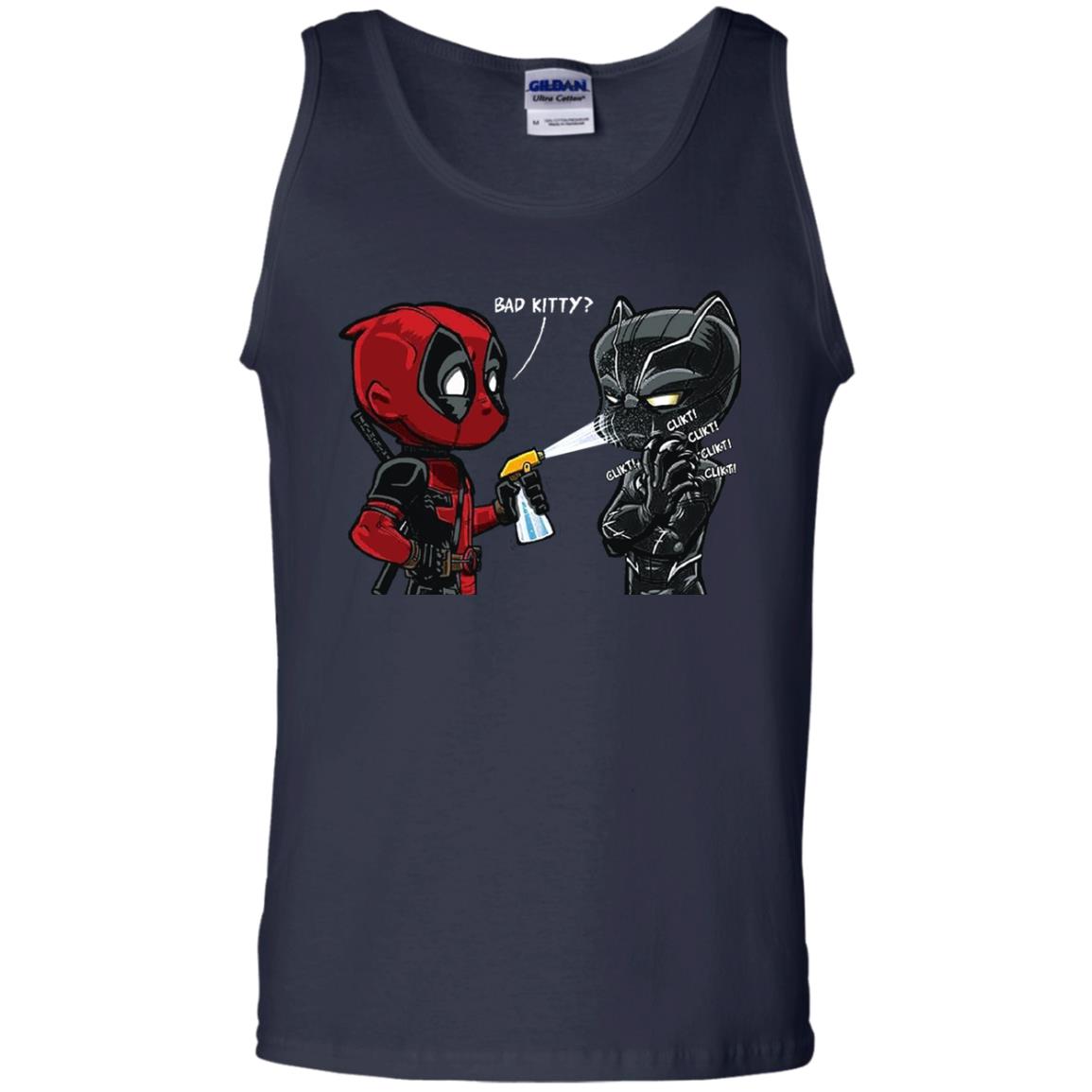 Deadpool Black Panther Bad Kitty Film Lover T-shirt Navy