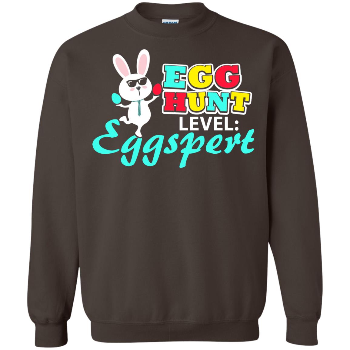 Egg Hunt Level Eggspert Easter Holiday T-shirt Dark Chocolate