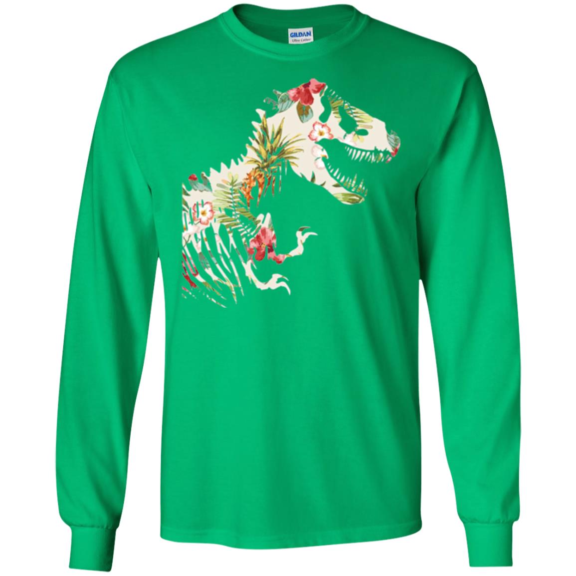 Dinosaur T-shirt Floral Tropical Hawaiian Pattern T Rex Irish Green