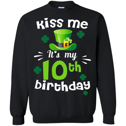 Kiss Me It_s My 10th Birthday Patrick_s Day T-shirt Black