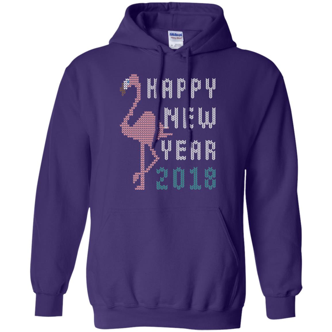 Happy New Year 2018 T-shirt Pink Flamingo Purple