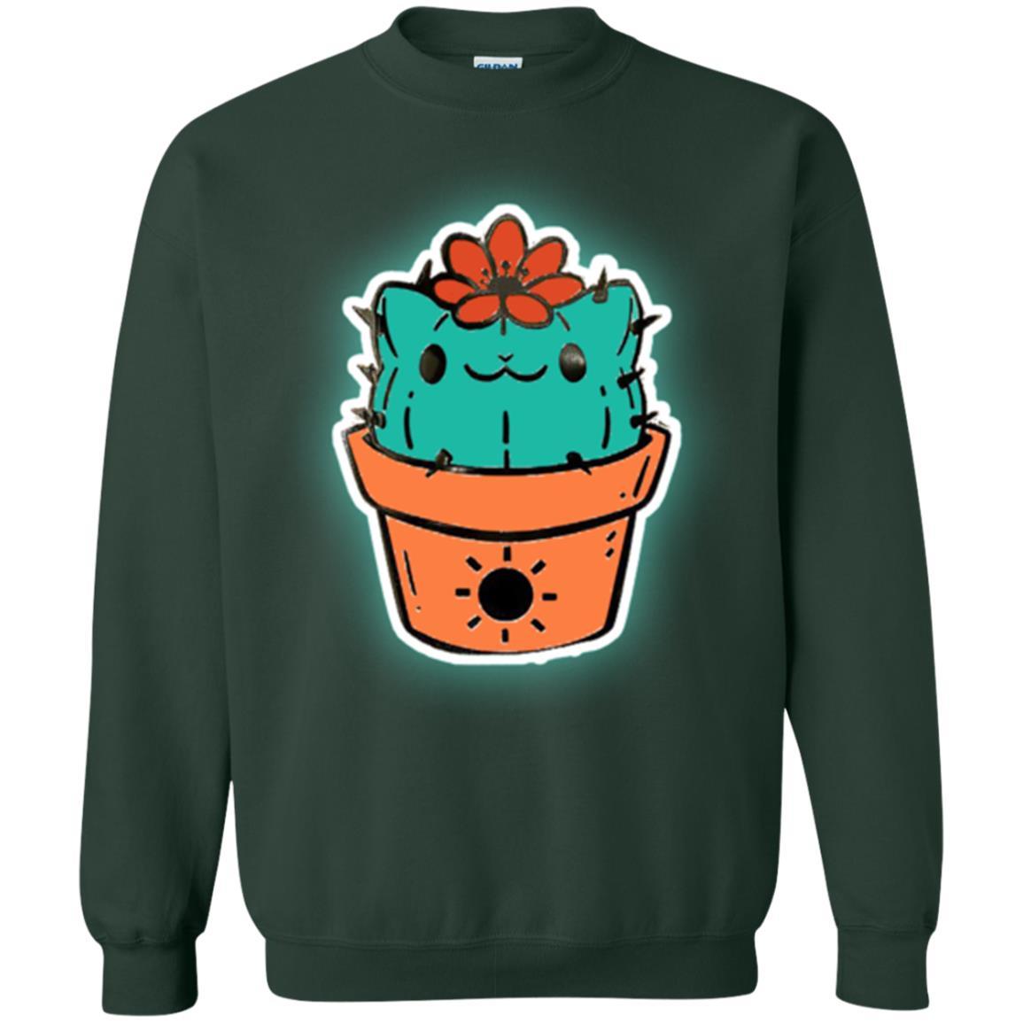 Cat Lover T-shirt Cactus Dog Catcus Forest Green