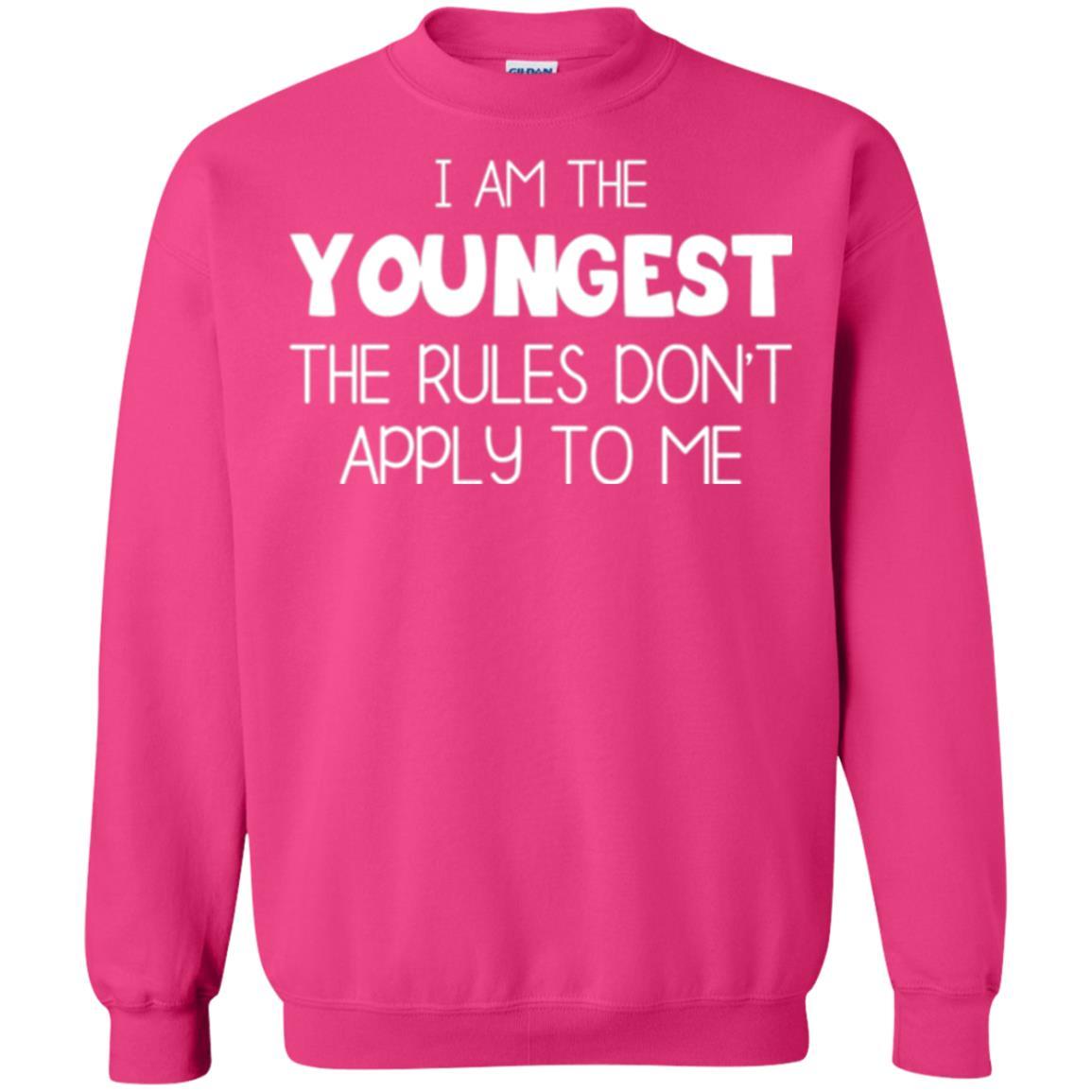 Family T-shirt I Am The Youngest The Rules Don't Apply To Me Heliconia