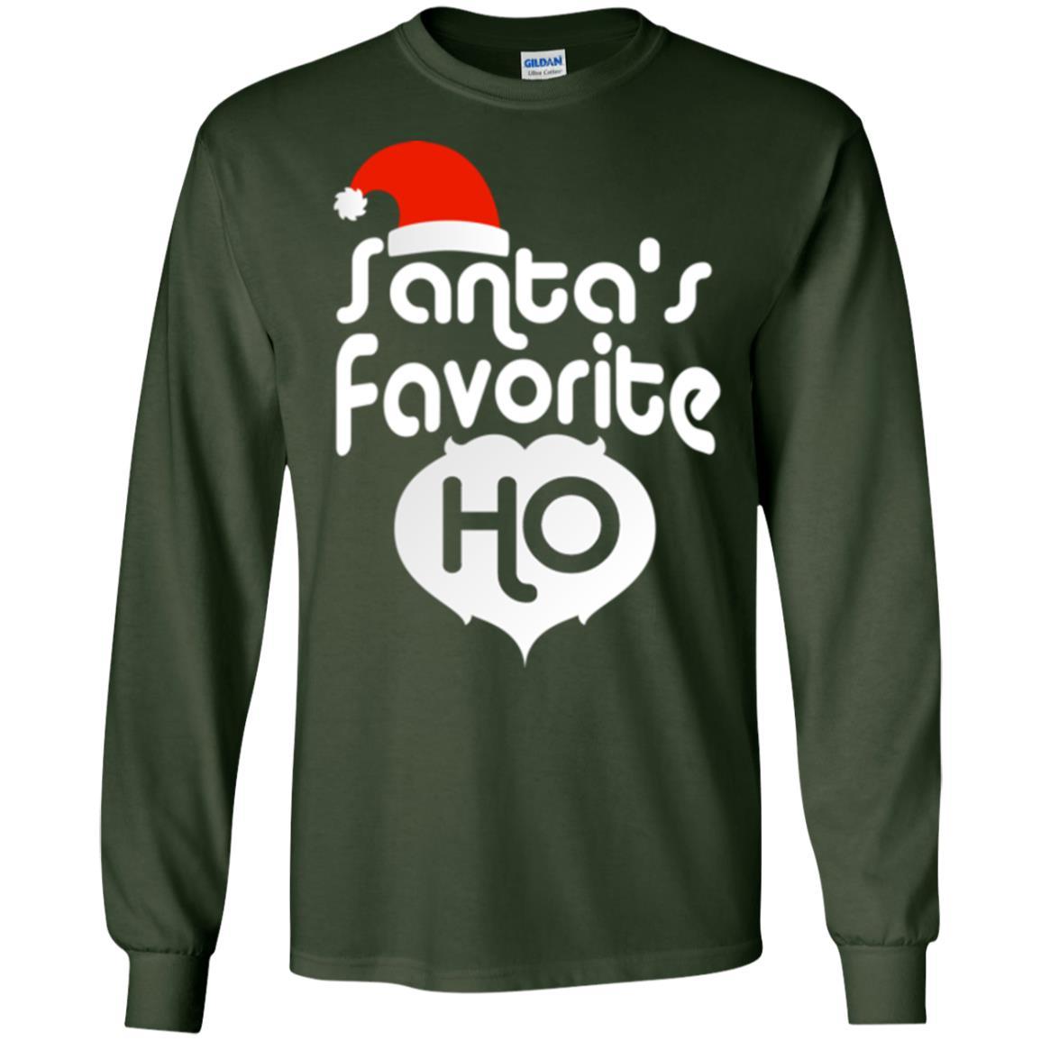 Christmas T-shirt Santa's Favorite Ho Forest Green