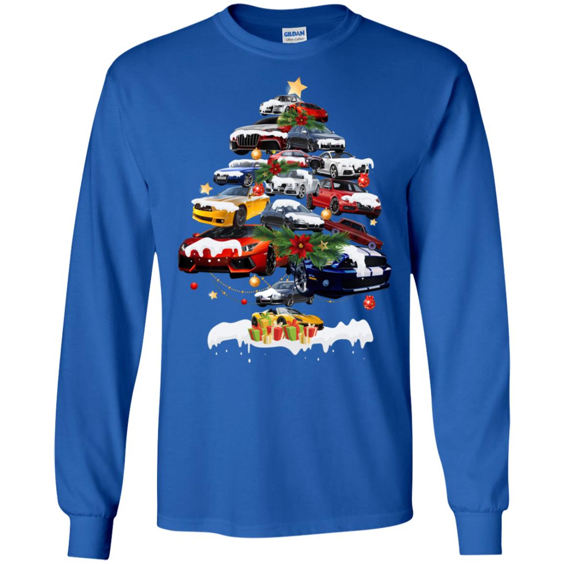 Cars Christmas Tree X-mas Gift Shirt For Mens Or Womens Royal