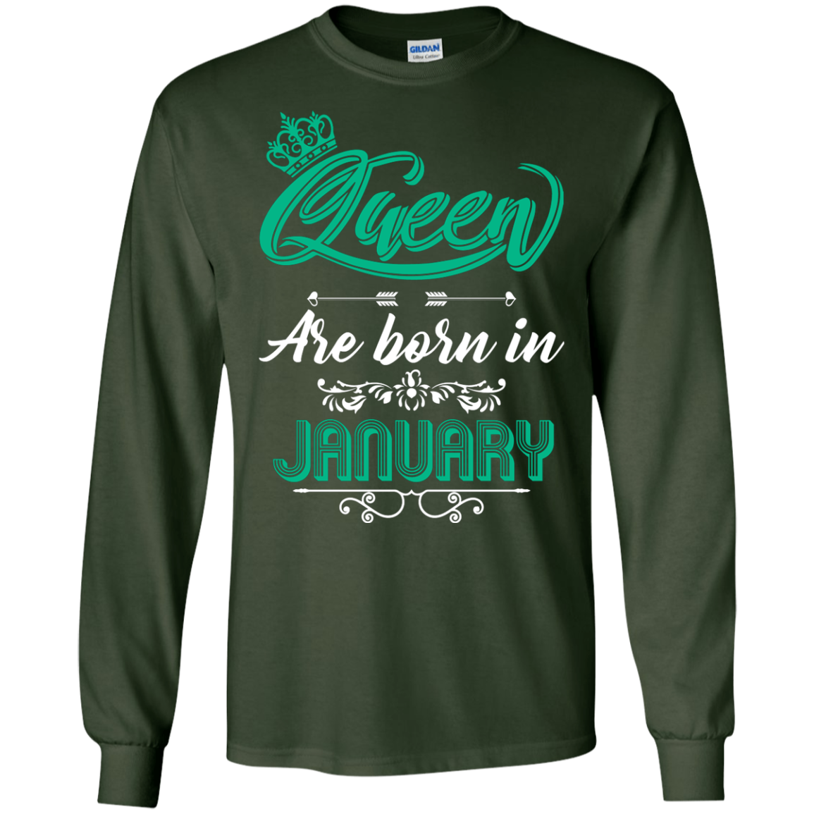 Brithday T-Shirt Queen Are Born In January Forest Green