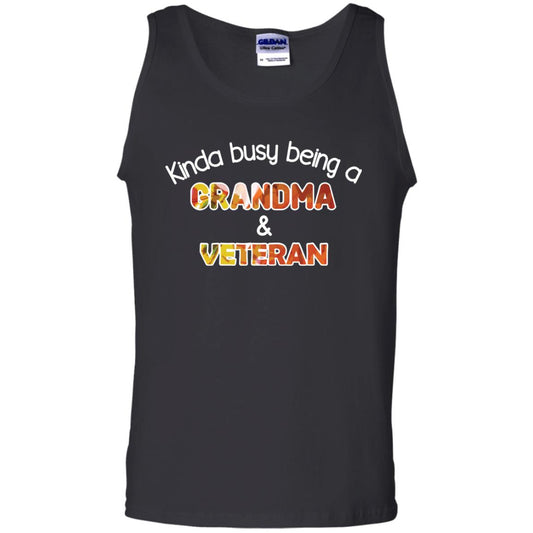 Kinda Busy Being A Grandma And Veteran Nana Shirt Black