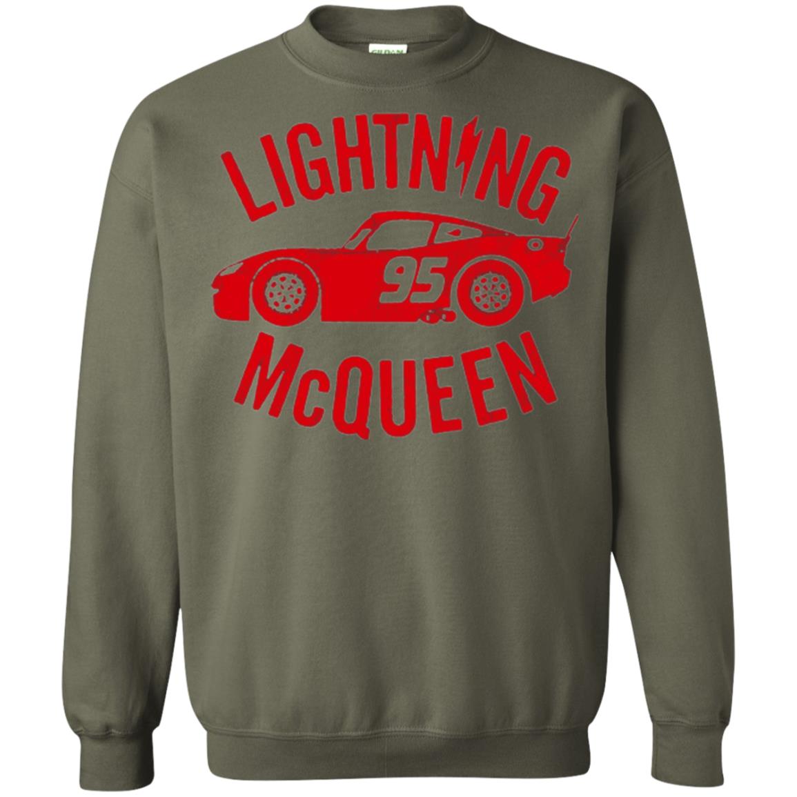 Pixar Cars Lightning 95 Mcqueen Vintage Graphic T-shirt Military Green