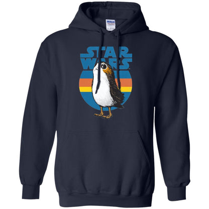 Film T-shirt Star Wars Last Jedi Porg Retro Stripes Logo Graphic Navy