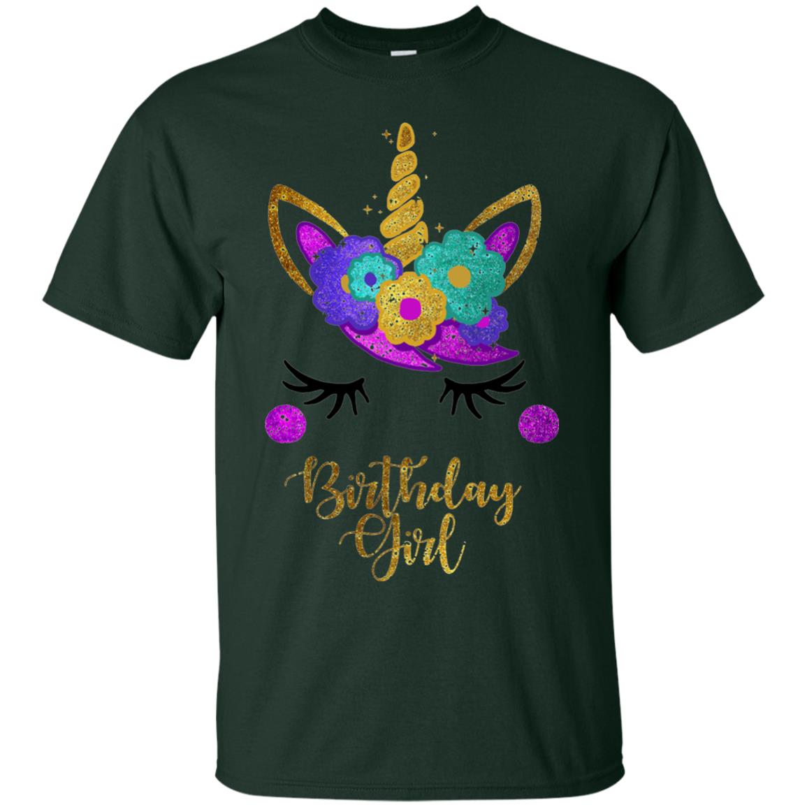 Unicorn Birthday Girl T-shirt Forest