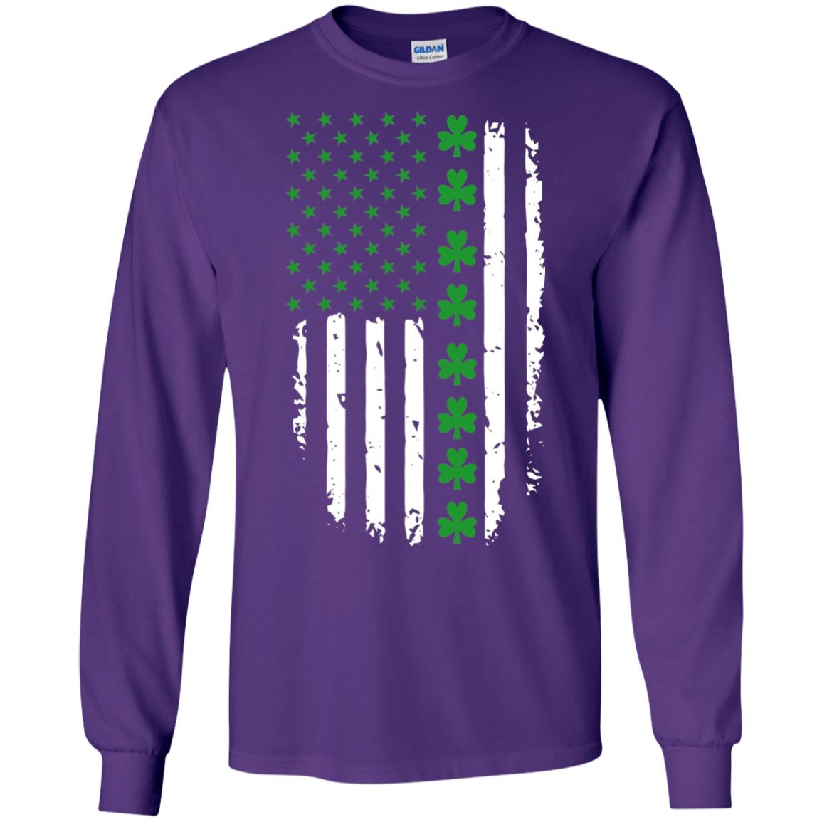 St. Patrick's Day T-shirt Irish American Flag T-shirt Purple