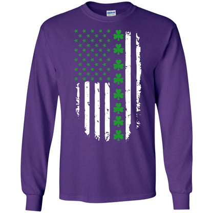 St. Patrick's Day T-shirt Irish American Flag T-shirt Purple