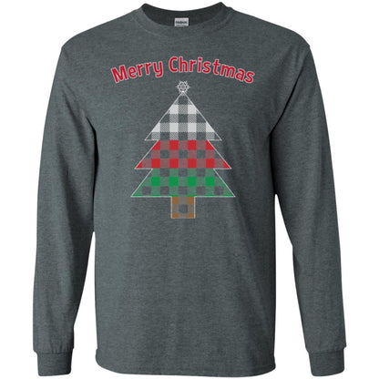 Unique Buffalo Plaid Tree Christmas Matching Pajama T-shirt Dark Heather