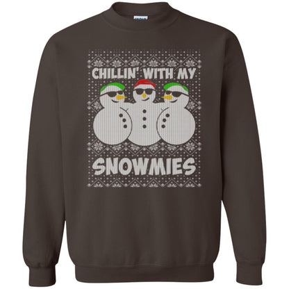 Christmas T-shirt Chillin With My Snowmies Dark Chocolate
