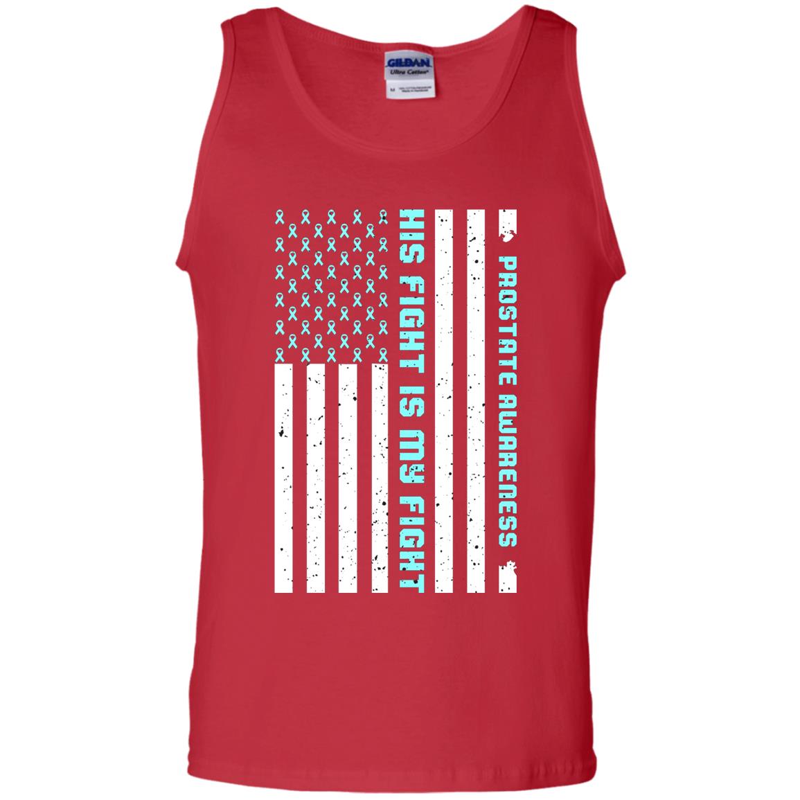Prostate Awareness His Fight Is My Fight Blue Ribbon Stars Flag Of Usa Shirt Red
