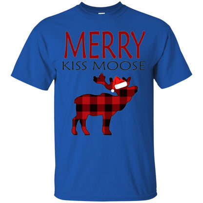 Christmas T-shirt Reindeer Plaid Moose Merry Kiss Moose Royal