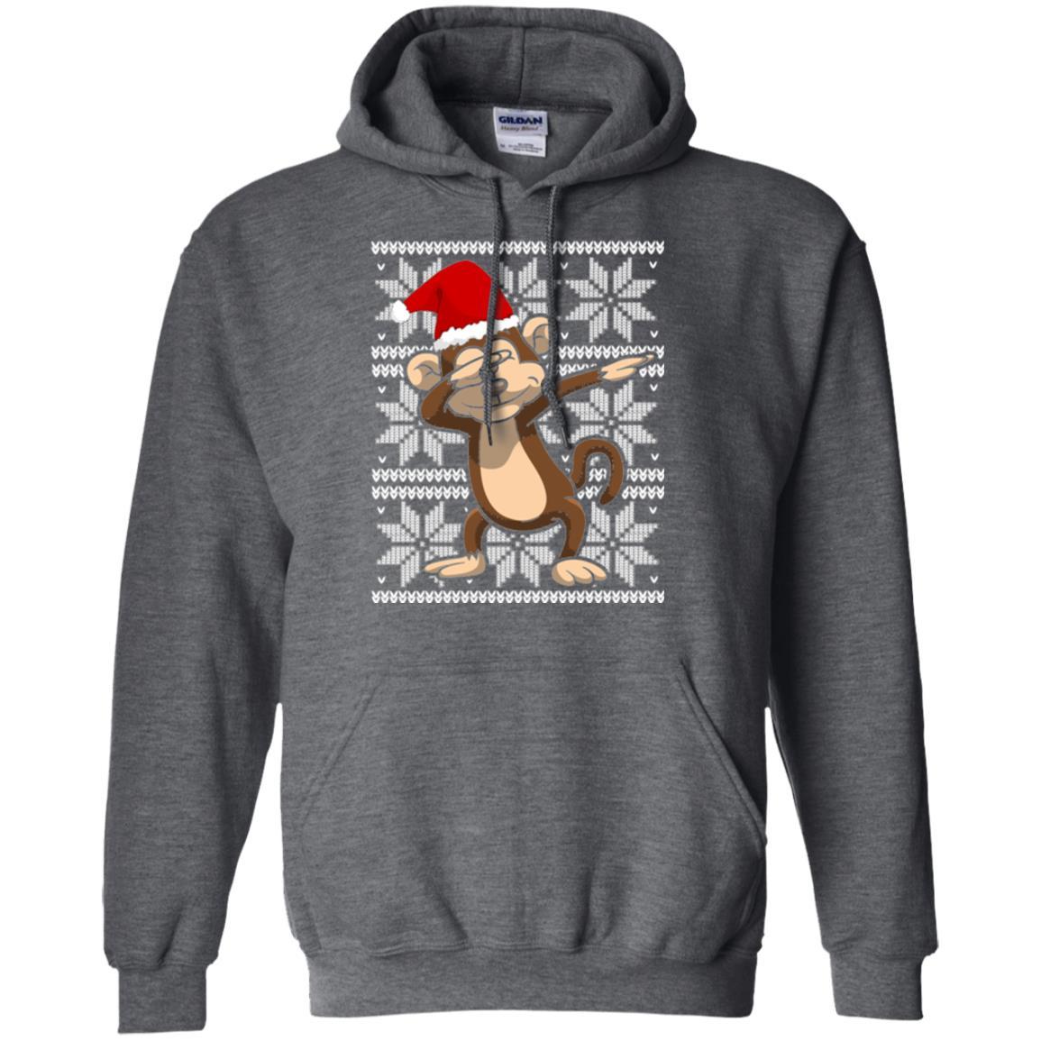 Christmas T-shirt Dabbing Monkey Dark Heather