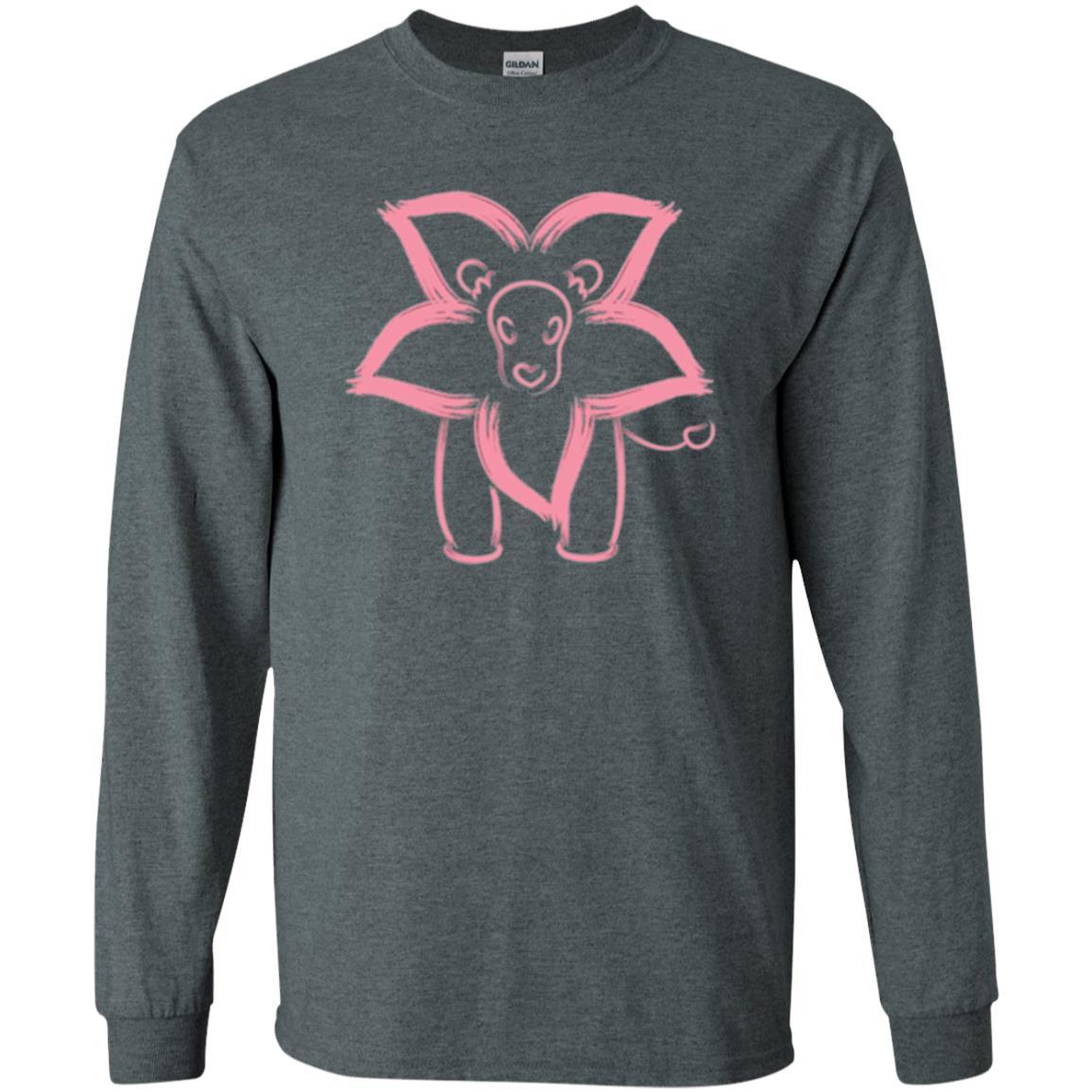 Cartoon T-shirt Flower Lion Outline Graphic Dark Heather