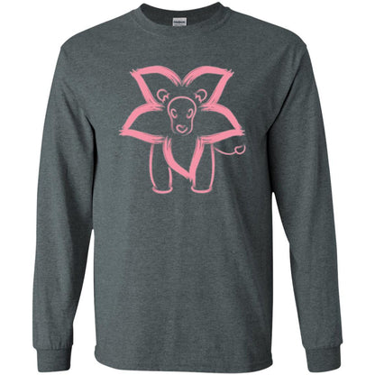 Cartoon T-shirt Flower Lion Outline Graphic Dark Heather