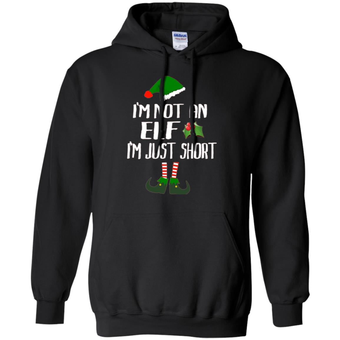Funny Christmas T-shirt I_m Not An Elf I_m Just Short Black