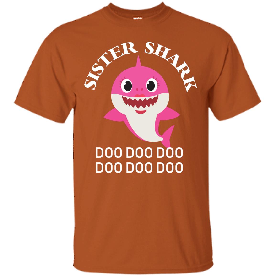 Sister Shark Family Shark Shirt Texas Orange