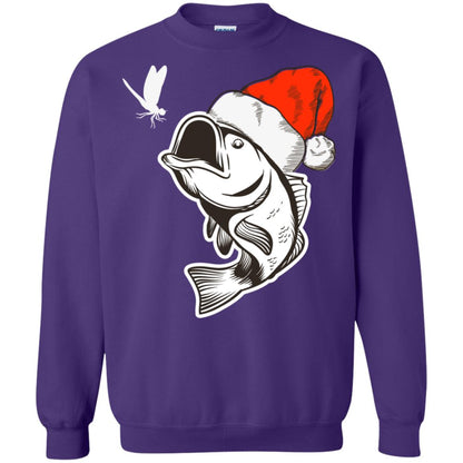 Bass Fishing Santa Hat Christmas Gift Shirt For Fishing Lovers Purple