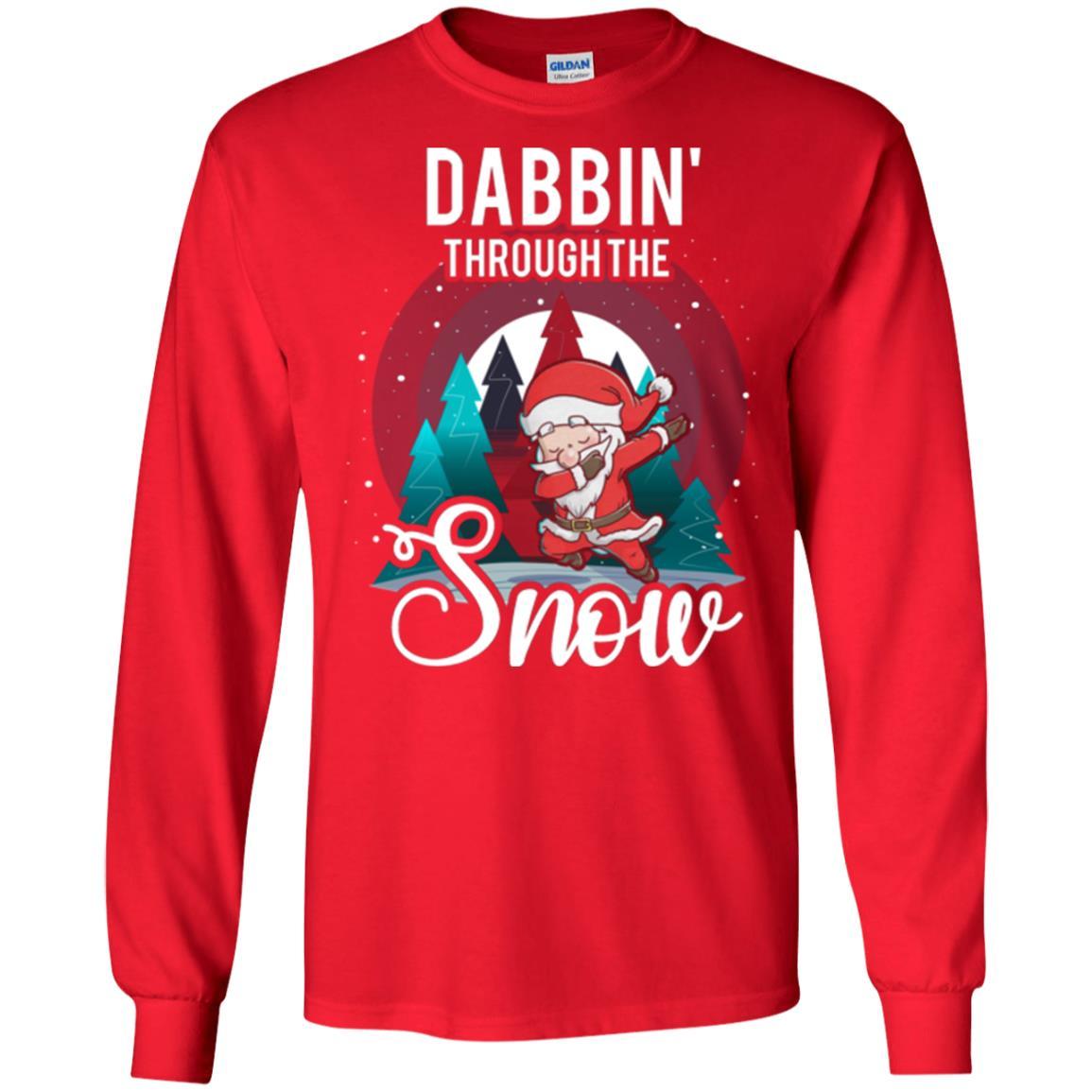 Christmas T-shirt Santa Claus Dabbing Through The Snow Red