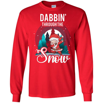 Christmas T-shirt Santa Claus Dabbing Through The Snow Red