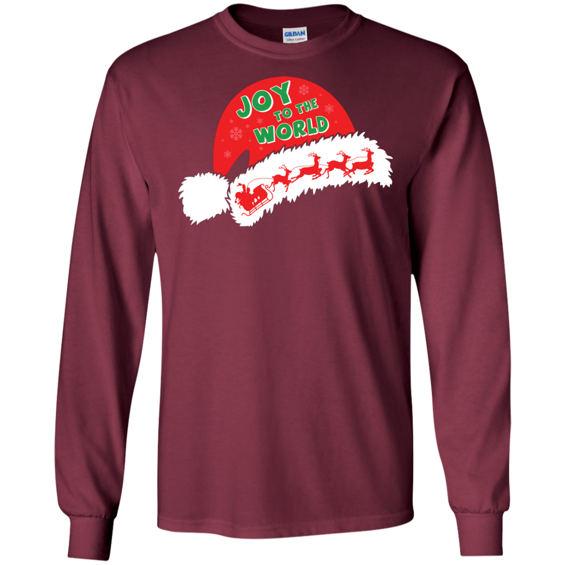 Christmas T-shirt Joy To The World Maroon