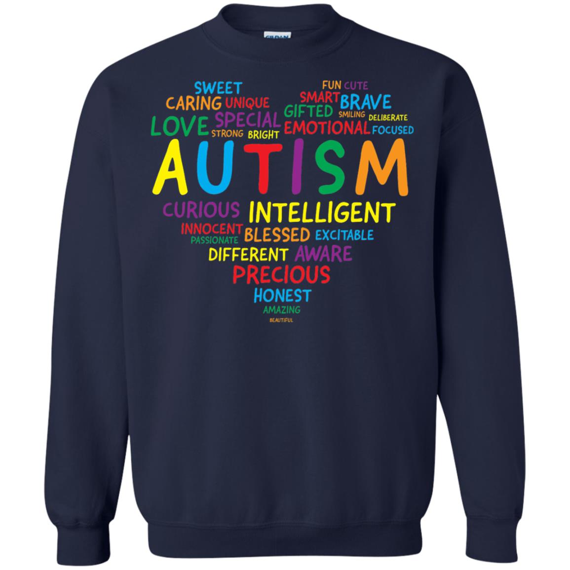 Autism Heart Autism Awareness T-shirt Navy