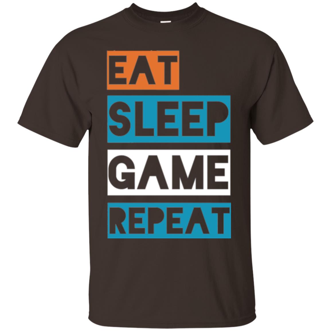 Eat Sleep Game Repeat Video Gamer Player T-shirt Dark Chocolate