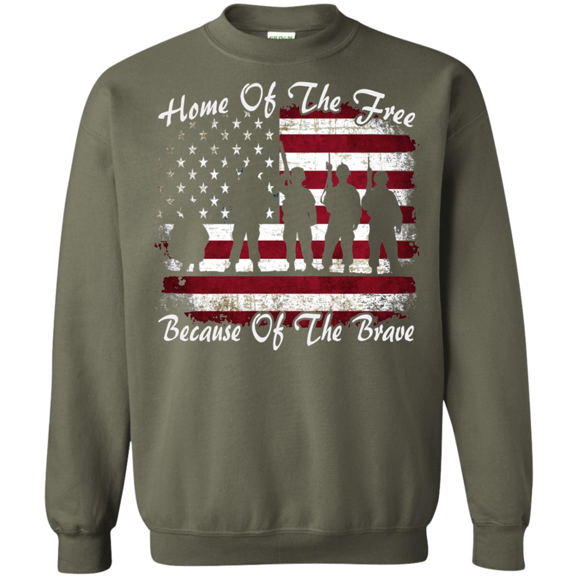 Home Of The Free Because Of The Brave Flag Military Shirt Military Green