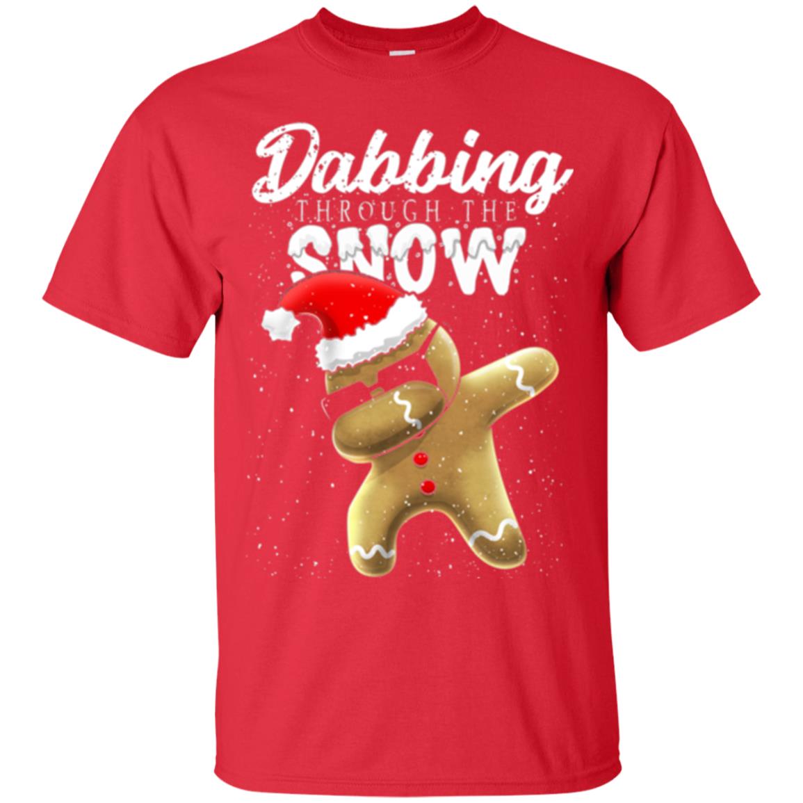 Dabbing Gingerbread T-shirt Dabbing Through The Snow Red