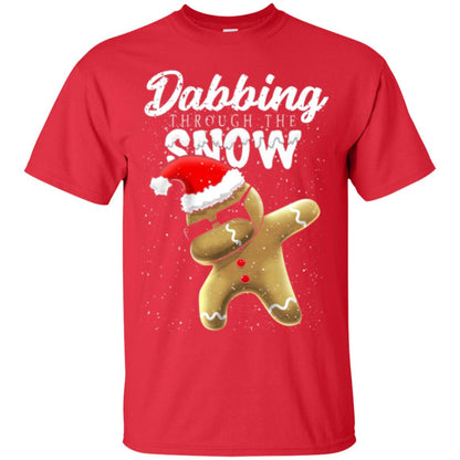 Dabbing Gingerbread T-shirt Dabbing Through The Snow Red
