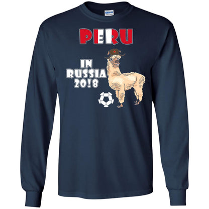 Soccer T-shirt Peru National Team Llama In Russia 2018 Cup Navy