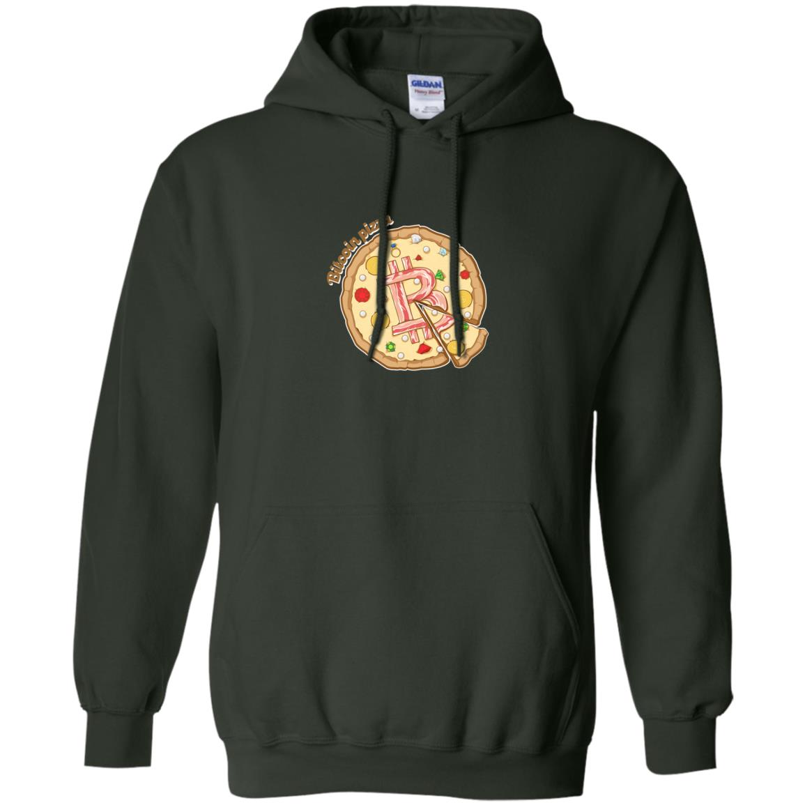Funny Bitcoin Pizza T-shirt Crypto Currency Forest Green