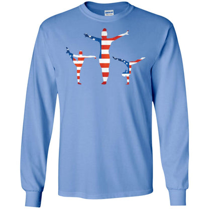 Gymastic T-shirt American Flag Carolina Blue