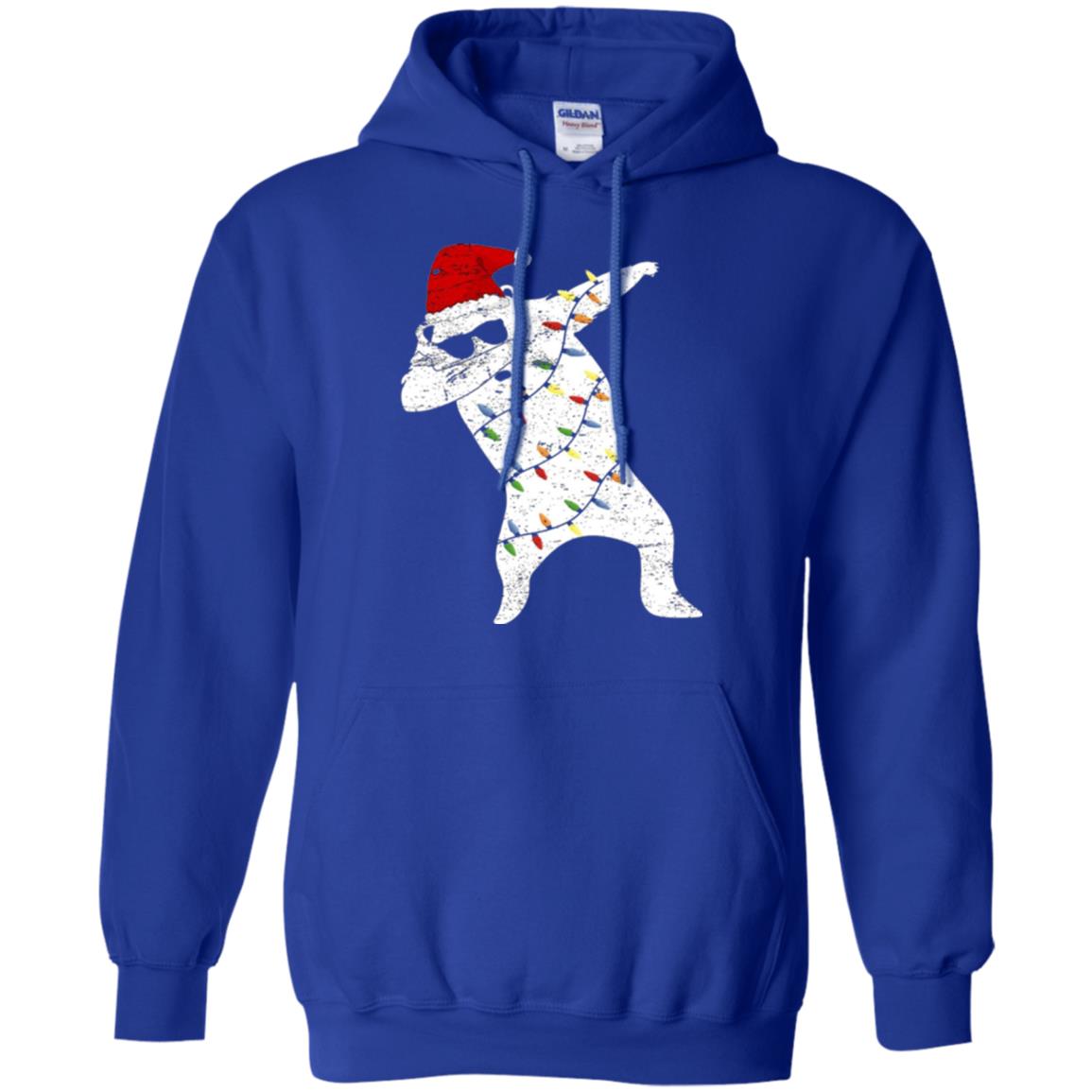 Christmas T-shirt Santa Bear Dabbing Lights Sunglasses Royal