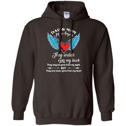 Dad And Mom My Angels They Watch Over My Back Family T-shirt Dark Chocolate